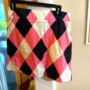 An argyle print golf skort.